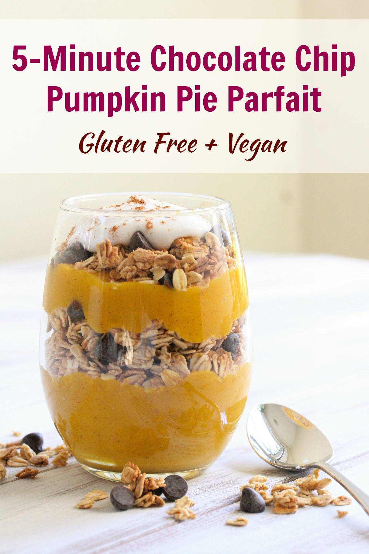 Gluten-free vegan chocolate chip pumpkin parfait