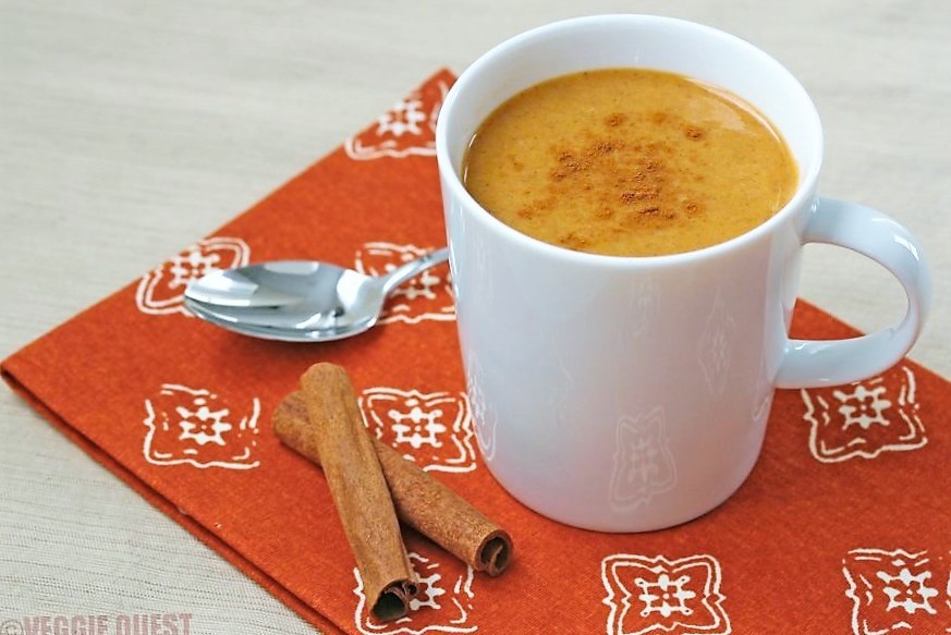 Skinny vegan pumpkin chai latte (caffeine free!) from www.Veggie-Quest.com