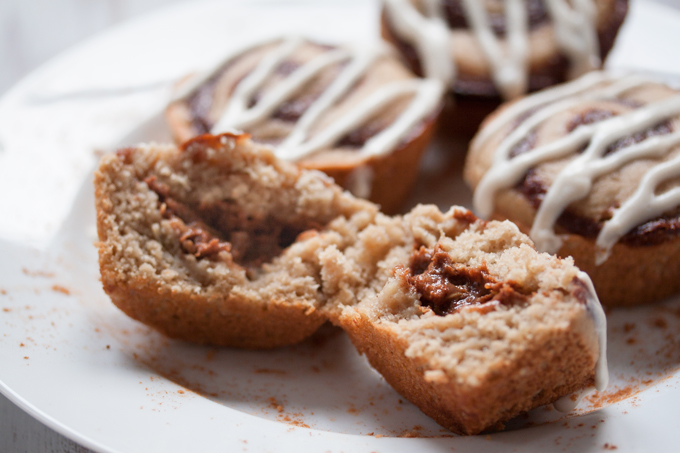 Gluten free vegan cinnamon roll muffin center