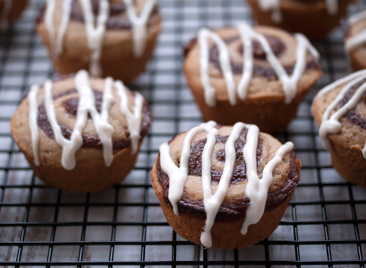 Skinny cinnamon roll muffins. Gluten free and vegan too.
