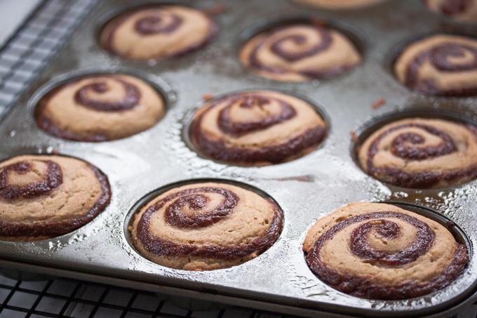 Low fat gluten free vegan cinnamon roll muffins