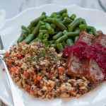 Quinoa loaf with stuffing and green beans