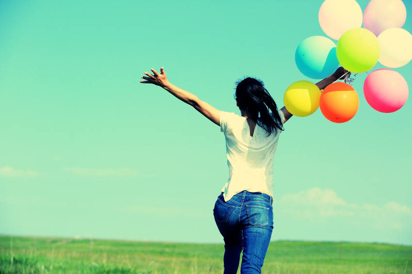 Leaping Woman With Ballons