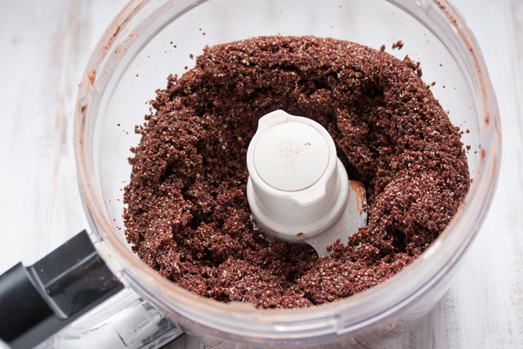 Chocolate and hazelnut mixture for homemade Cadbury Creme Eggs in food processor