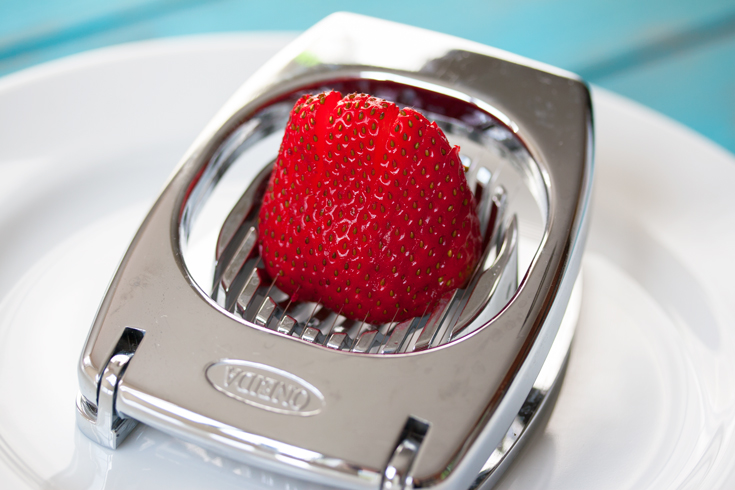 Strawberry sliced with an egg slicer