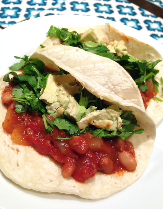 Veggie chili makes a cheap and tasty taco filling